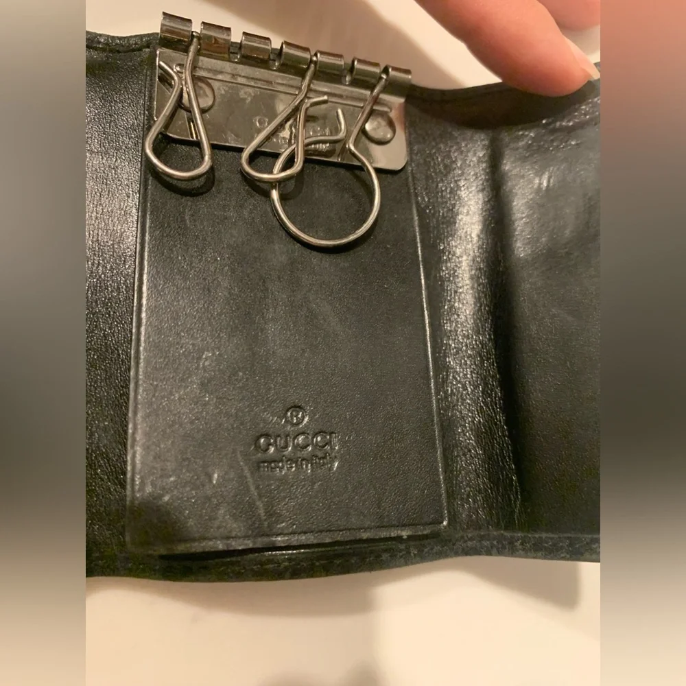 Vintage Gucci GG logo black Canvas and Leather Key Case Holder Wallet Organizer - Picture 10 of 12